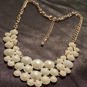 Aldo Gold and Sage Green Statement Bib Collar Necklace.